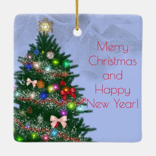 Casual kleurrijke versierde kerstboom keramisch ornament (Achterkant)