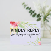 Casual kleurrijke Waterverf Floral RSVP Lavender Briefkaart (Staand voorkant)