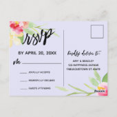 Casual kleurrijke Waterverf Floral RSVP Lavender Briefkaart (Achterkant)
