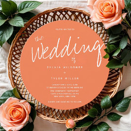 Casual koraal typografie bruiloft kaart