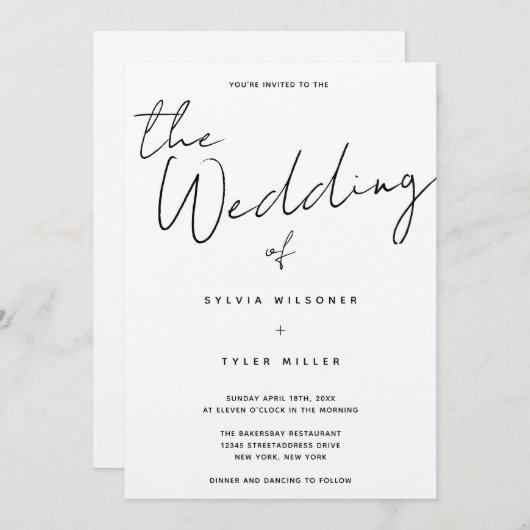 Casual Kraft Wedding Kaart (Voorkant / Achterkant)