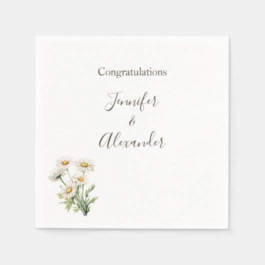 Casual land bruiloft Daisy Floral gepersonaliseerd Servet (Voorkant)