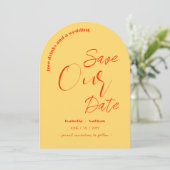 Casual Leuke Gele Zomer Huwelijk Save The Date Kaart (Staand voorkant)