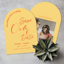 Casual Leuke Gele Zomer Huwelijk Save The Date