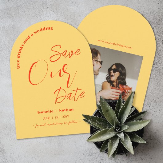 Casual Leuke Gele Zomer Huwelijk Save The Date Kaart