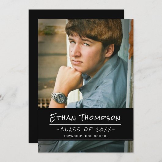 Casual man Afstuderen foto afstudeerfeest Kaart (Voorkant / Achterkant)