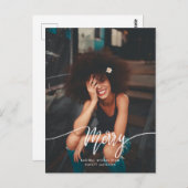 Casual Merry Script Photo Holiday Modern Briefkaart (Voorkant / Achterkant)