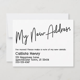 Casual Mijn nieuwe adres: zwarte & witte aankondig Notitiekaartje