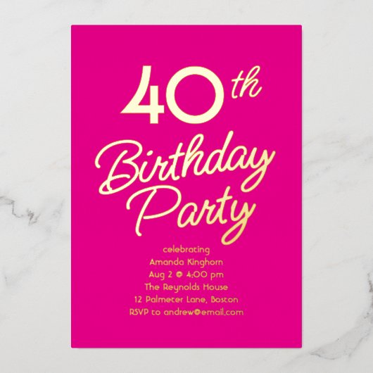 Casual Milestone Birthday Party Foil Invitation Folie Uitnodiging (Voorkant)