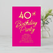 Casual Milestone Birthday Party Foil Invitation Folie Uitnodiging (Staand Voorkant)