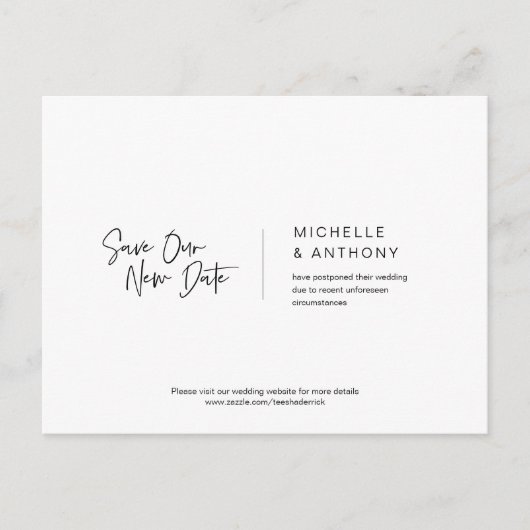 Casual minimaal, sla onze nieuwe datum op, uitgest briefkaart (Voorkant)