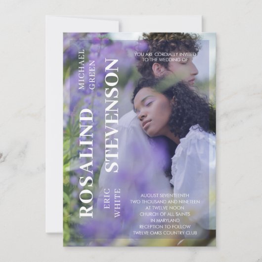 Casual, minimale gewelddadige foto-bruiloft kaart (Voorkant)