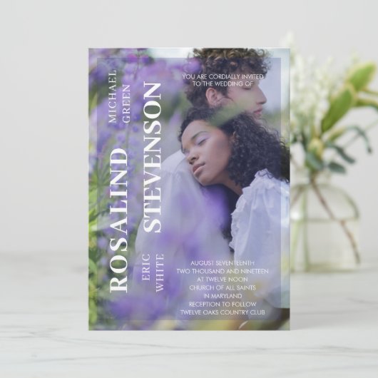 Casual, minimale gewelddadige foto-bruiloft kaart (Staand voorkant)