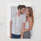 Casual, minimale zwarte witte foto bruiloft kaart (Voorkant)