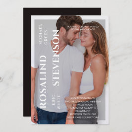 Casual, minimale zwarte witte foto bruiloft kaart