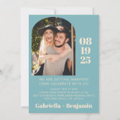 Casual minimalistisch Blauwgroen blauwe bruiloft f Kaart (Voorkant)