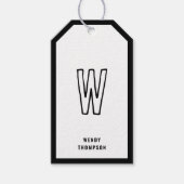 Casual minimalistisch modern monogram zwart-wit cadeaulabel (Voorkant)