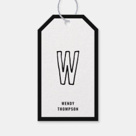 Casual minimalistisch modern monogram zwart-wit cadeaulabel