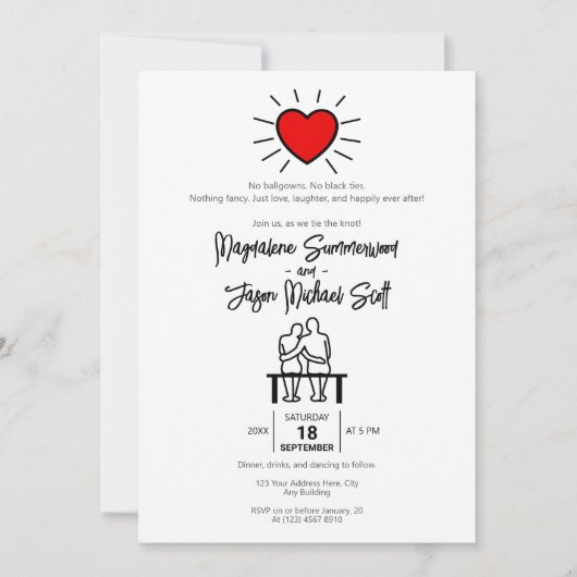 Casual minimalistisch rood hart handgetekend paar kaart (Voorkant)