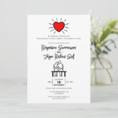 Casual minimalistisch rood hart handgetekend paar kaart (Staand voorkant)