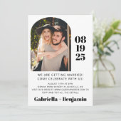 Casual minimalistische foto in één bruiloft kaart (Staand voorkant)