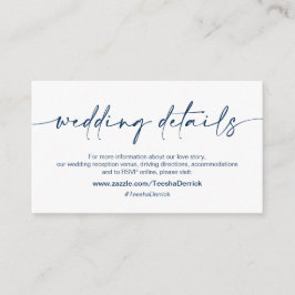 Casual minimalistische marinesnenpen, huwelijksgeg informatiekaartje