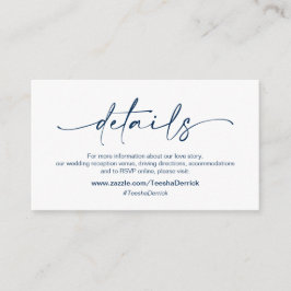 Casual minimalistische Navy-inktpen, huwelijksdeta Informatiekaartje