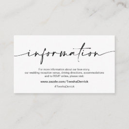Casual minimalistische zwarte inktpen, huwelijksde informatiekaartje