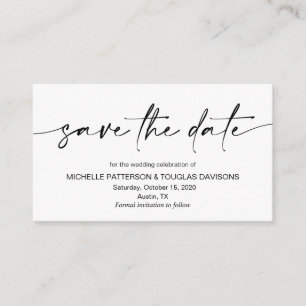 Casual Minimalistische zwarte pen, datum opslaan Informatiekaartje