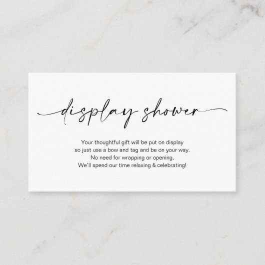 Casual, minimalistische zwarte pen, display Shower Informatiekaartje (Voorkant)