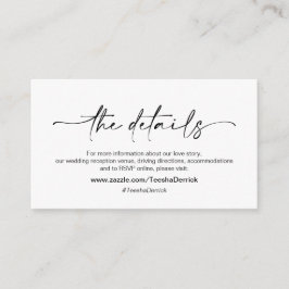 Casual minimalistische zwarte pen, huwelijksgegeve informatiekaartje