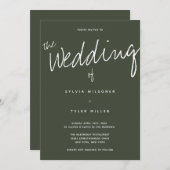 Casual Modern Dark Sage Typografie Bruiloft Kaart (Voorkant / Achterkant)