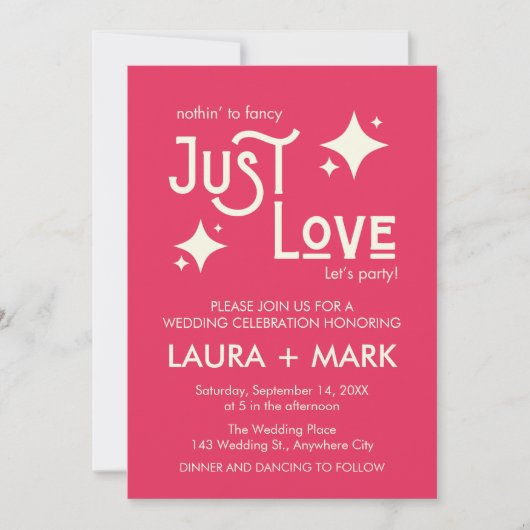 Casual Modern Just Love Wedding Kaart (Voorkant)