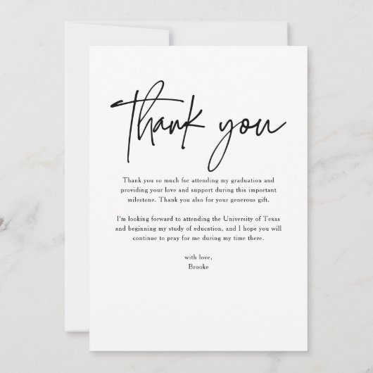 Casual modern kalligrafie script foto Afstuderen Bedankkaart (Achterkant)