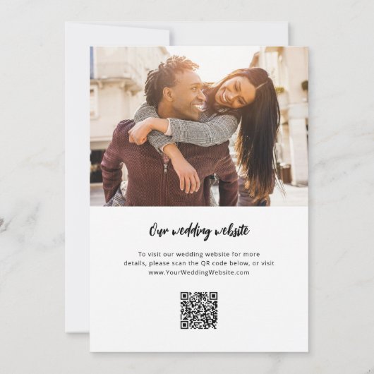 Casual modern script | Foto-overlay en QR-code Save The Date (Achterkant)