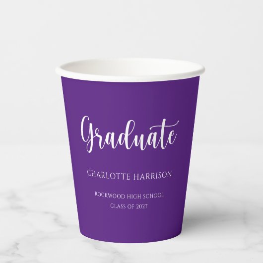 Casual Modern Script Graduation Party Papieren Bekers (Voorkant)