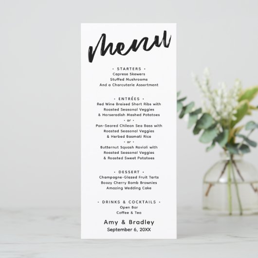 Casual, moderne, eenvoudige typografie menu (Staand voorkant)