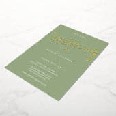 Casual moderne gouden salie typografie bruiloft folie uitnodiging (Gedraaid)