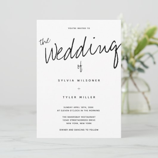 Casual moderne, minimale Typografie Weddenschap Kaart (Staand voorkant)