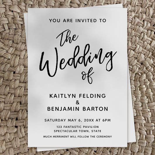 Casual, moderne, minimale Typografie Wedding Kaart