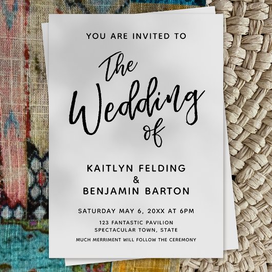 Casual, moderne, minimale Typografie Wedding Kaart