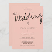 Casual moderne roze zwarte Typografie Weddenschap Kaart (Voorkant / Achterkant)