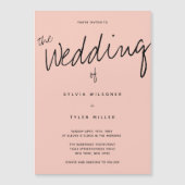 Casual moderne roze zwarte Typografie Weddenschap Magnetische Uitnodiging (Voorkant)