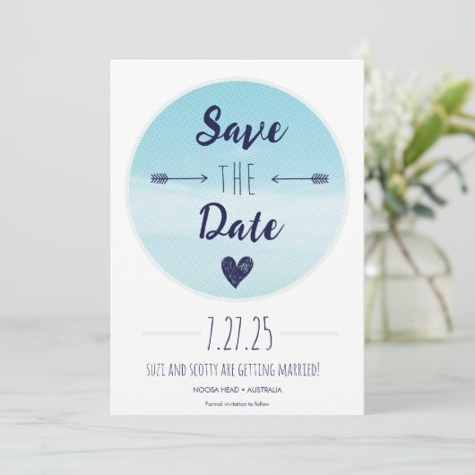 Casual moderne strand bruiloft zomer Bewaar de dat Kaart (Staand voorkant)