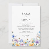 Casual moderne wildflower bruiloft kaart (Voorkant)