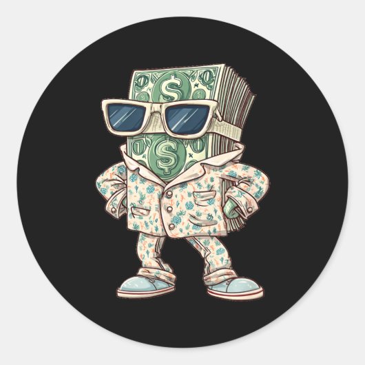 Casual Money Sleepwear Costume For Cash Lovers Ronde Sticker (Voorkant)