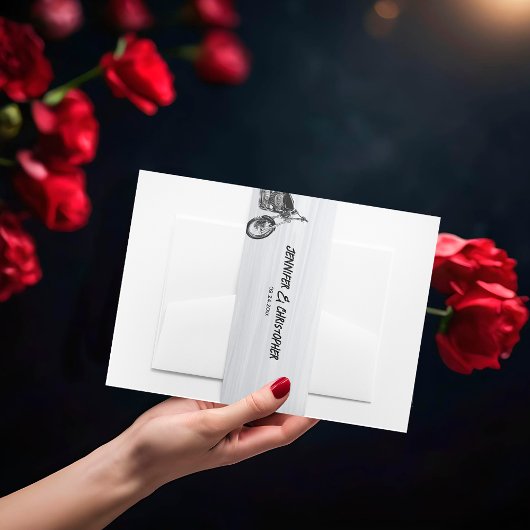 Casual motorfiets thema moderne bruiloft uitnodigingen wikkel