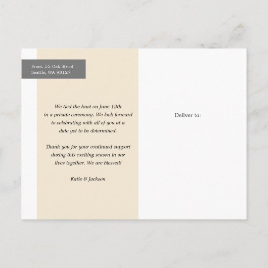 Casual net getrouwd scriptfoto aankondigingskaart (Achterkant)