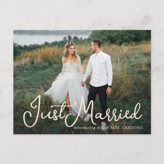 Casual net getrouwd scriptfoto aankondigingskaart (Voorkant)