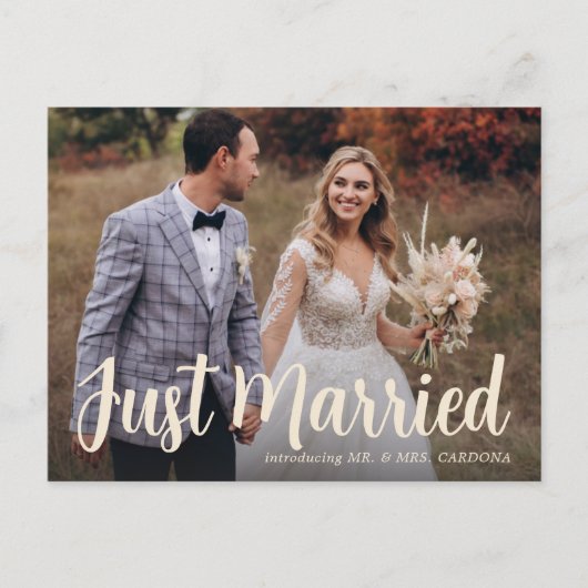 Casual net getrouwd scriptfoto aankondigingskaart (Voorkant)